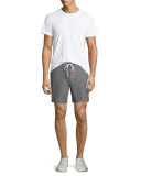 Heather Knit Twill Shorts, Gray