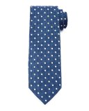 Mini-Dot Print Silk Tie, Blue
