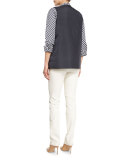 Brody Long-Sleeve Gingham Blouse, Ink Multi