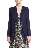 Blazer with Fringe Trim, Navy