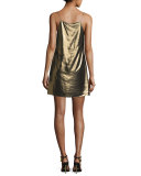 Morton Lamé Cowl Slip Dress, Gold