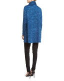 Brushed Knit Long-Sleeve Tunic, Blue Lagoon