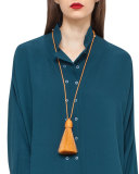 Leather Tassel Pendant Necklace, Cigar