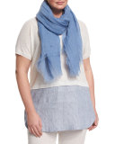 Scirocco Foulard Linen Scarf, Sky Blue  