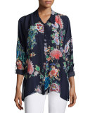 Gail Floral-Print Blouse, Multi Nave  