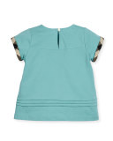 Gisselle Pintucked Jersey Tee, Turquoise, Size 4-14