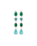 18K White Gold Emerald & Paraiba Earrings with Diamonds