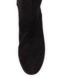 Alta Top Suede 70mm Over-the-Knee Red Sole Boot, Black