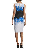 Sleeveless Floral Ombre Sheath Dress