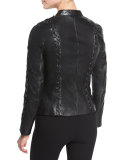 Arda Cross-Stitched Leather Jacket