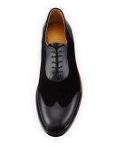 Meyer Leather & Suede Wing-Tip Shoe, Ink