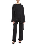 Belted Wool Felt Jacket, Black