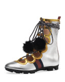 Titan High Leather High-Top Sneaker, Silver