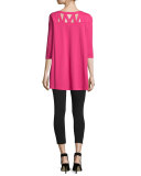 3/4-Sleeve Yoke-Cutout Tunic  