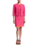 Sleeveless Two-Tone A-Line Dress, Watermelon