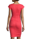 Beckett Cap-Sleeve Crinkled Dress