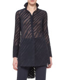 Zebra Voile Devore High-Low Tunic, Starling