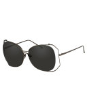 Angled-Rim Butterfly Sunglasses, Gray
