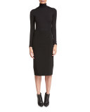 Crepe Pencil Skirt, Black