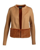 Lucas Fur-Trim Zip-Front Jacket, Teak/Cinder