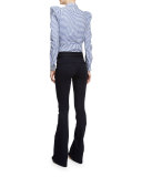 Candice Striped Fitted Blouse, Blue/White
