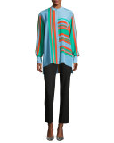Oversized Striped Silk Shirt, Multicolor
