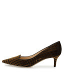 Allure Velvet Kitten-Heel Pump, Amber