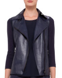Napa Leather Moto Vest, Navy
