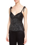 Eve Sequined V-Neck Bustier, Black