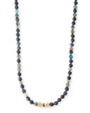 Long Beaded Blue Agate Single-Strand Necklace, 39"
