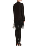 Sleeveless Embellished Sheer Top, Black