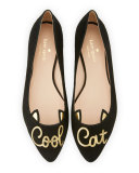elektra cool cat ballerina flat, black