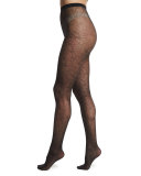 Melina Sheer Patterned Tights, Black