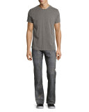 Faded Animal-Print Denim Jeans, Dark Gray