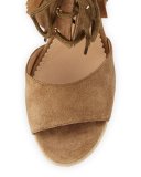 Belinda Fringe Suede Wedge Sandal, Wilde