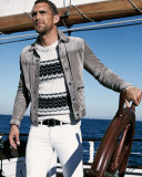 Silk-Blend Striped Fisherman Sweater, Ivory
