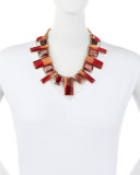 Two-Tone Resin & Crystal Bib Necklace, Berry