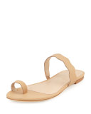 Petal Wavy-Strap Flat Slide Sandal, Nude