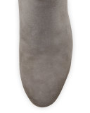 Taye Suede Chunky-Heel Bootie, Gray Frost
