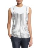 Jewel-Neck Monili-Strap Tank, Onyx