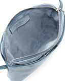 Multi-Pouch Suede Crossbody Bag, Topaz Blue