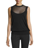 Jewel-Neck Layered Shell, Black