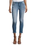Florence Instasculpt Cropped Skinny Jeans with Raw Hem, Nugget