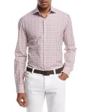 Box-Check Sport Shirt, Pink/Brown