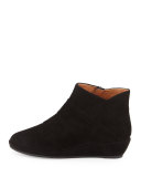 Nori Suede Demi-Wedge Bootie, Black