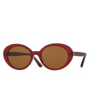 Parquet Monochromatic Oval Sunglasses, Burgundy/Black