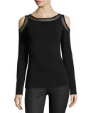 Broadcast Mesh-Inset Cold-Shoulder Top