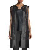 Faye Laser-Cut Leather Long Vest