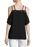Justine Cold-Shoulder Top, Black