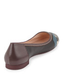 Bug Monster Cap-Toe Ballerina Flat, Black/Peony/Peacock